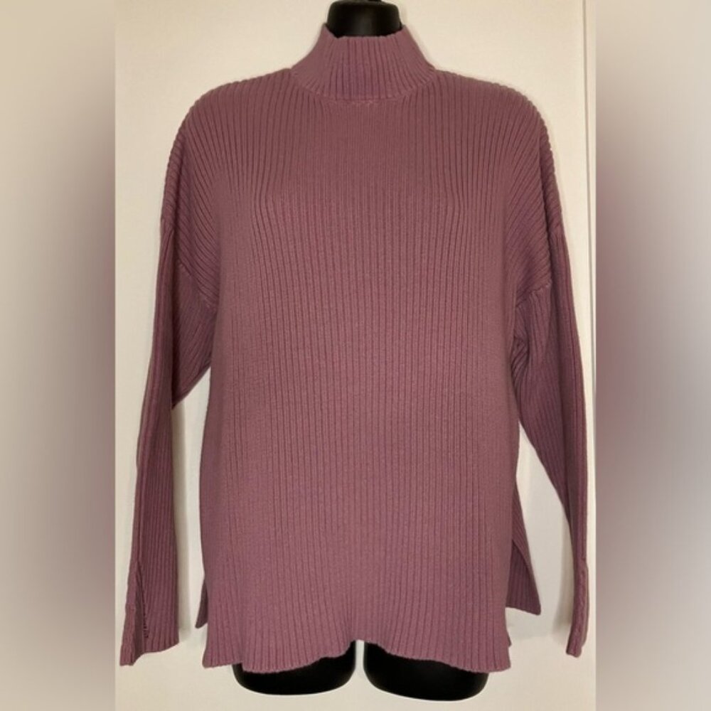 10Tree organic cotton Ribbed Knit Sweater in Mauve size small